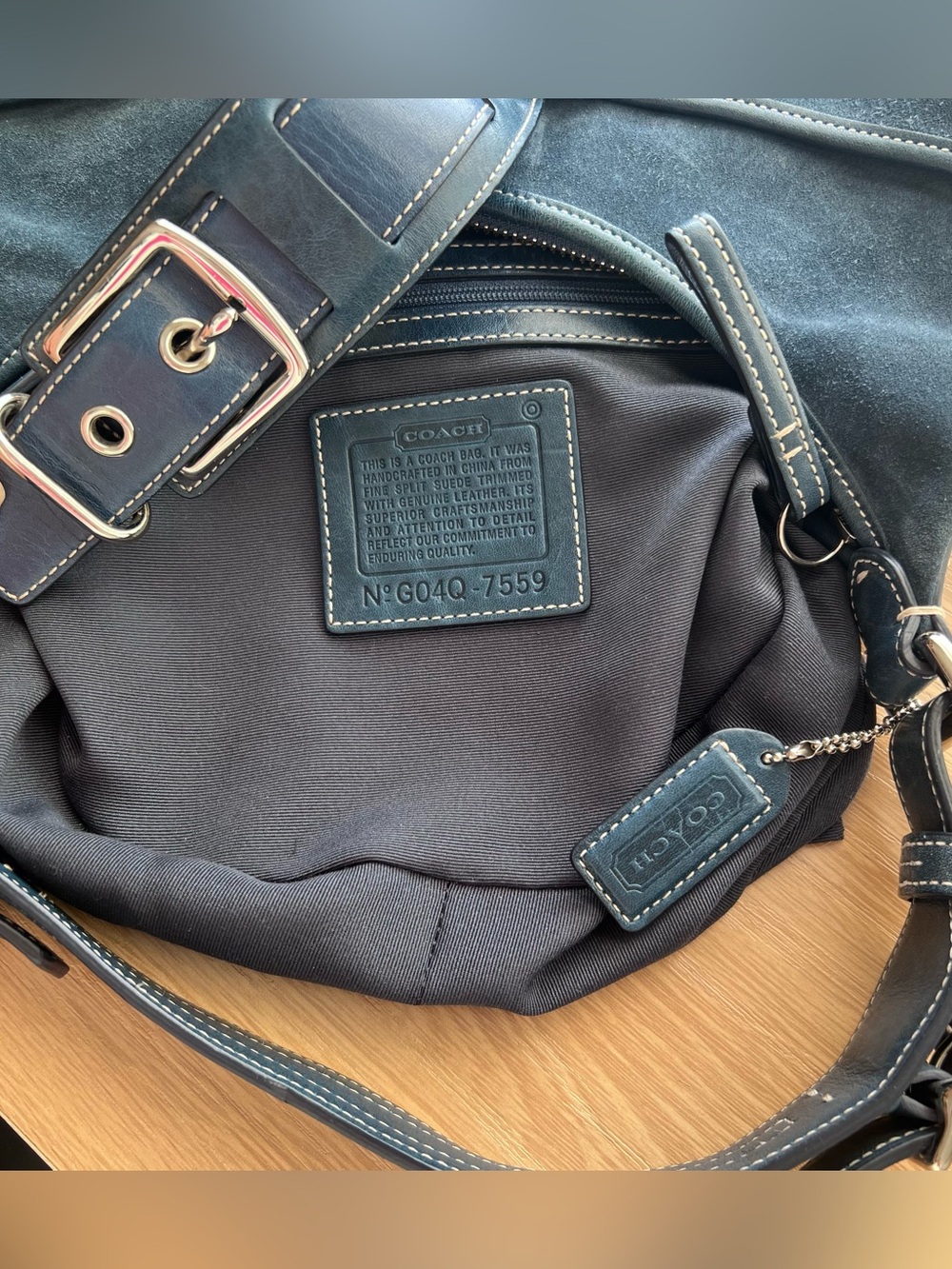 Vintage Coach Blue Suede Leather Hobo Handbag - Picture 4 of 4